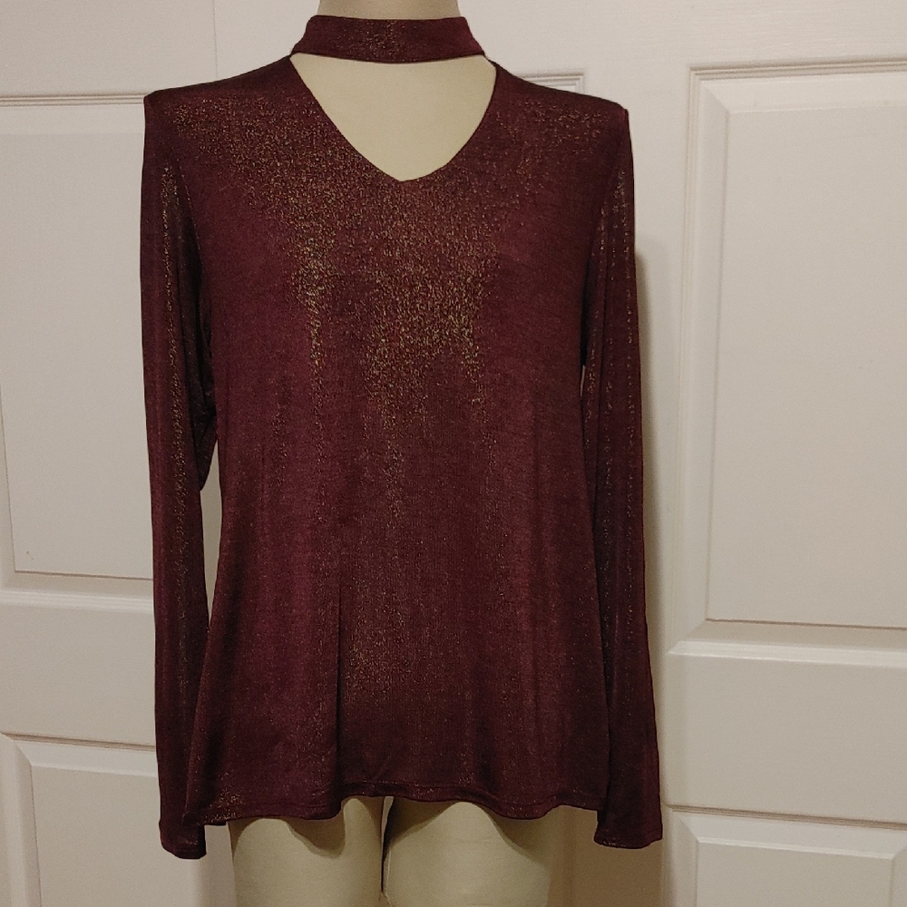 🧣Ruff Hewn Shimmering Maroon Long Sleeve Top